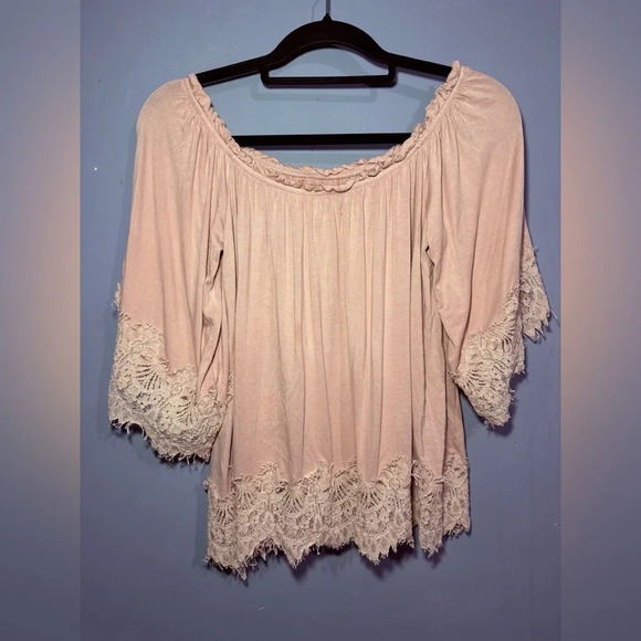 Peach Ruffled Bell Sleeve Blouse - Picture 2 of 5